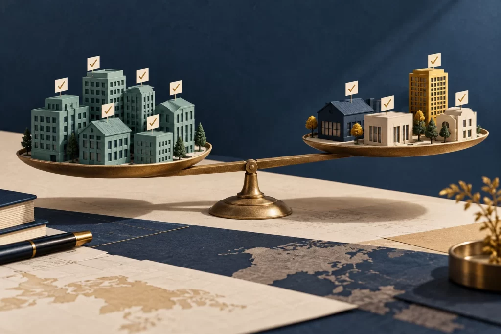 Conceptual illustration of eligible company holdings concentrated on one side of a balance scale